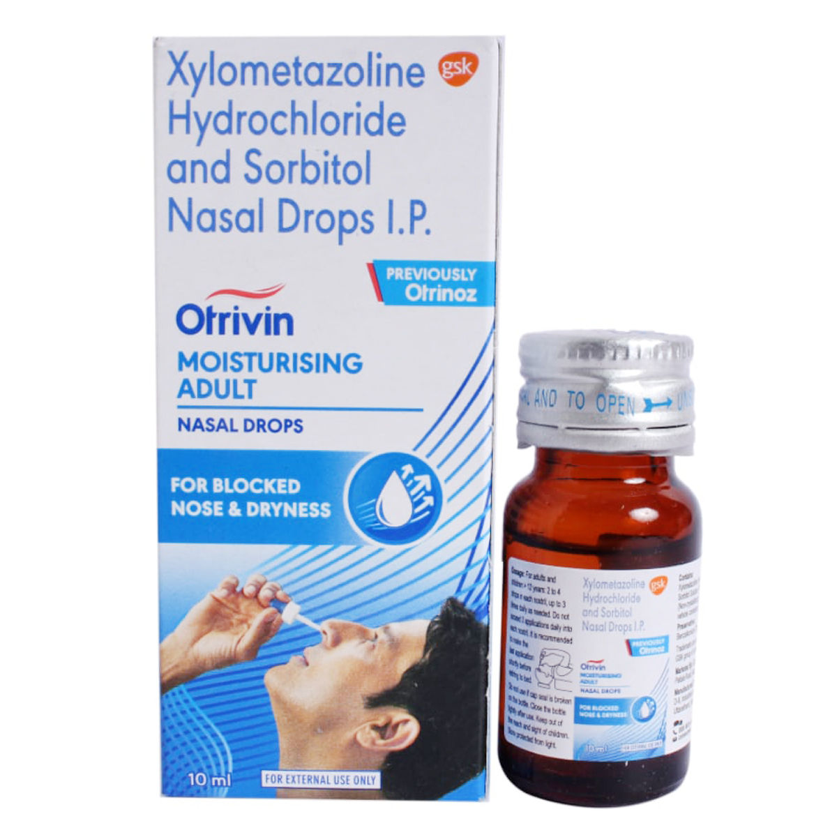 Buy Otrivin Moisturising Adult Nasal Drops, 10 ml Online