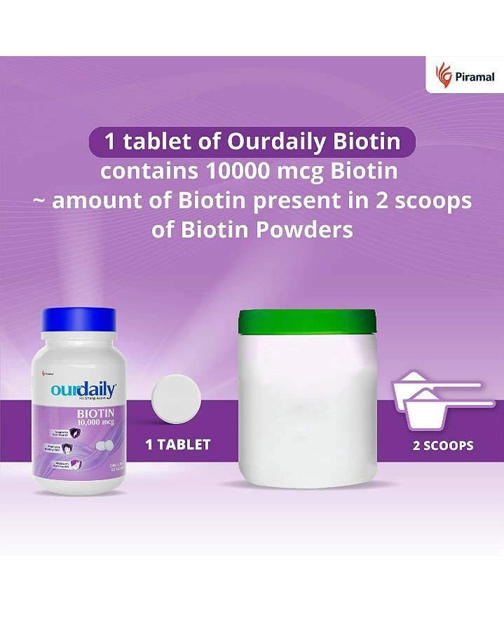Ourdaily Biotin 10,000 mcg, 60 Tablets, Pack of 1 Ourdaily Biotin 10,000 mcg, 60 Tablets, Pack of 1