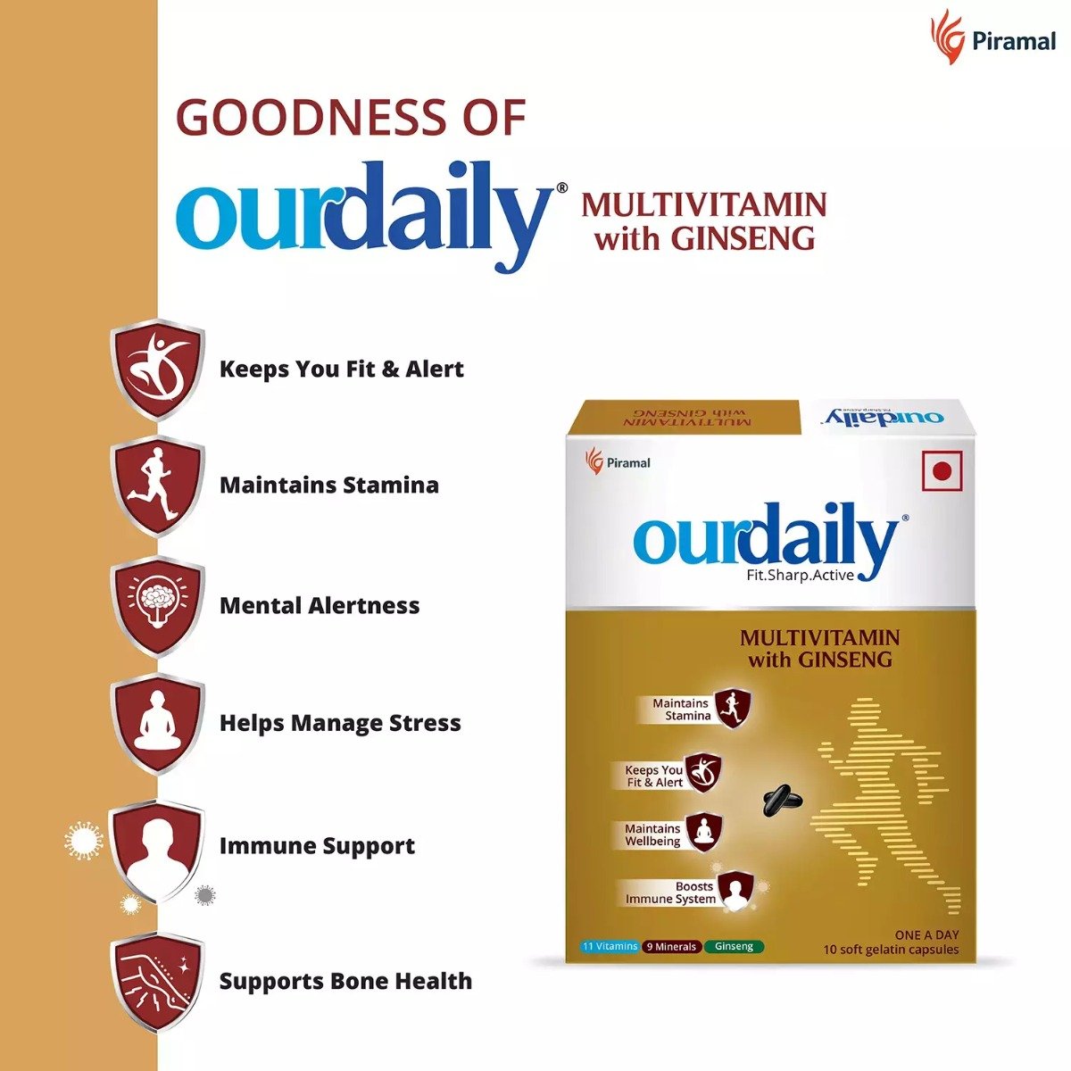 Ourdaily Multivitamin with Ginseng, 10 Capsules, Pack of 1 Ourdaily Multivitamin with Ginseng, 10 Capsules, Pack of 1