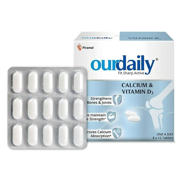 Ourdaily Calcium &amp; Vitamin D3, 15 Tablets, Pack of 15