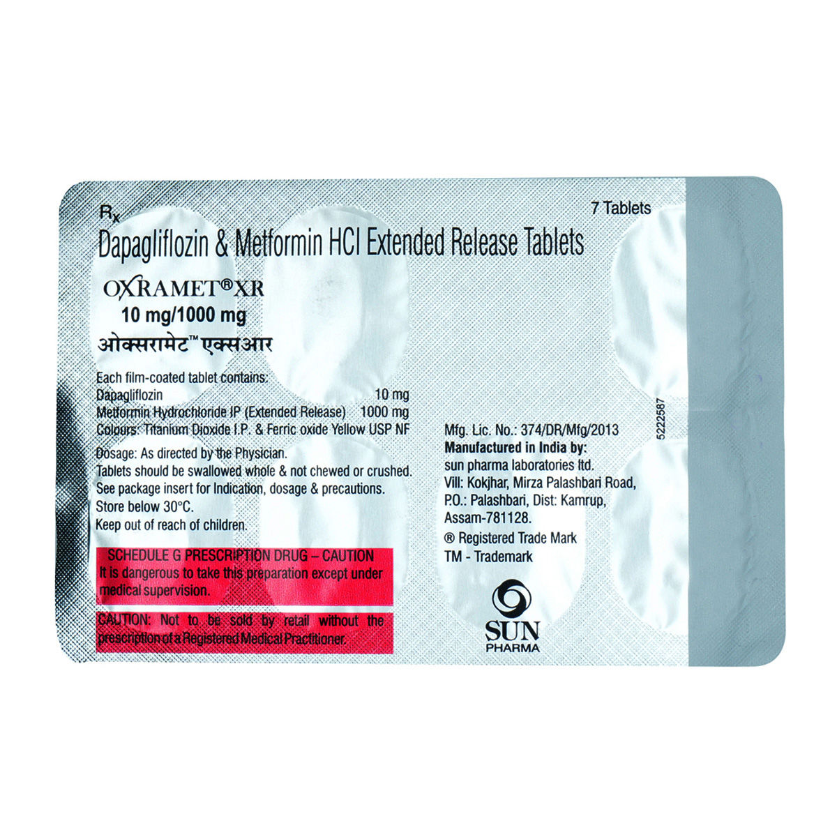 Buy Oxramet XR 10 mg/1000 mg Tablet 7's Online