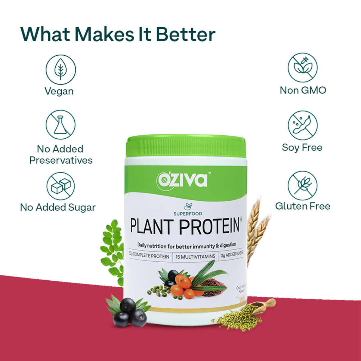 OZiva Super Food Plant Protein Coco Vanilla Flavour Powder, 250 gm, Pack of 1 OZiva Super Food Plant Protein Coco Vanilla Flavour Powder, 250 gm, Pack of 1