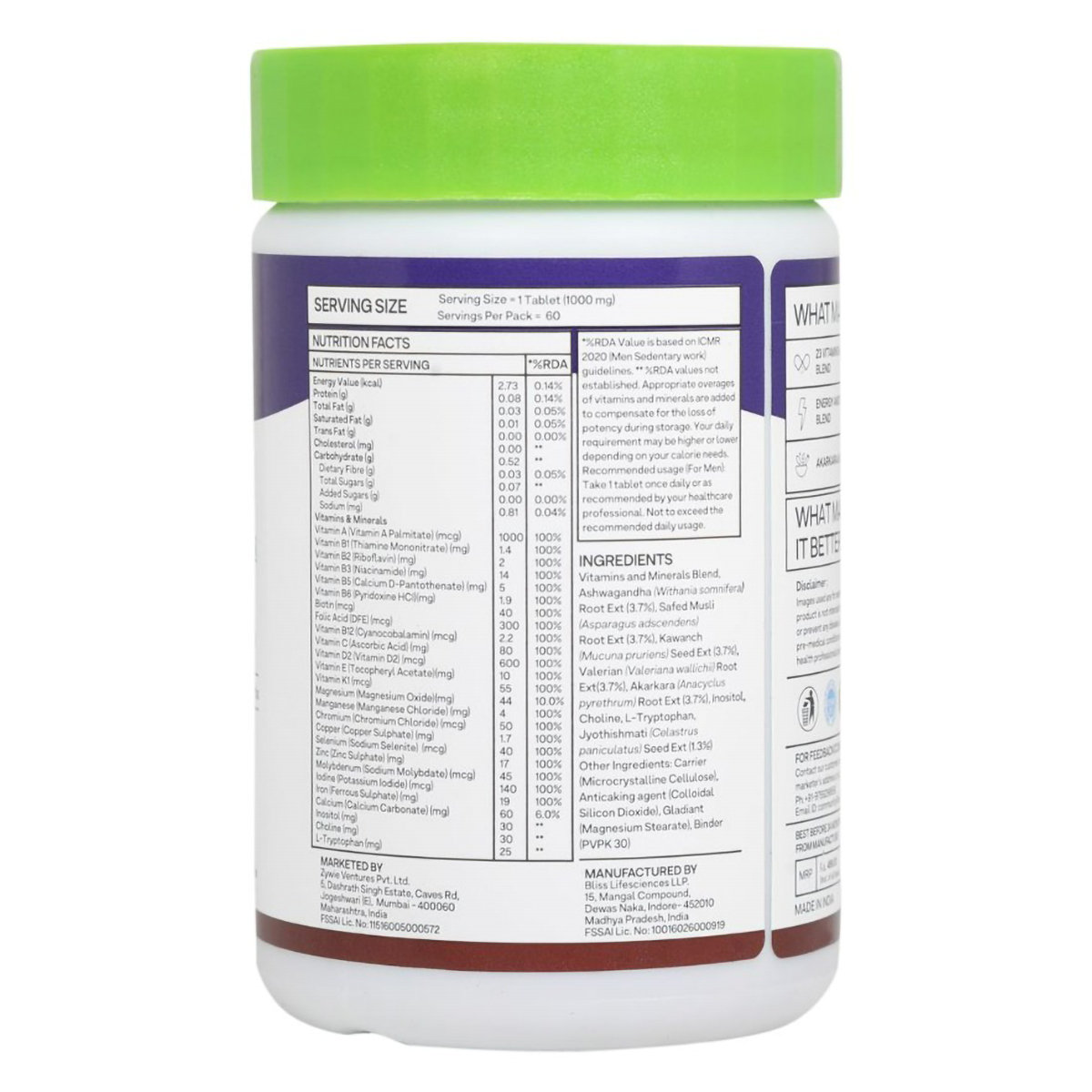 OZiva Daily Men's Multi, 60 Tablets, Pack of 1 OZiva Daily Men's Multi, 60 Tablets, Pack of 1