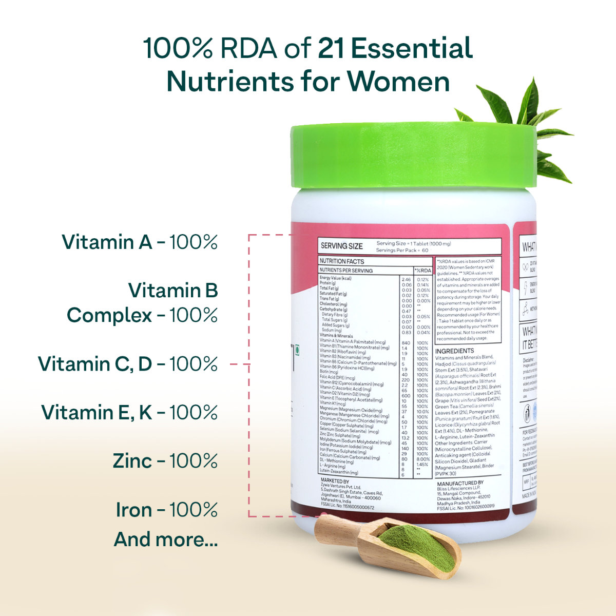 OZiva Daily Women's Multi, 60 Tablets, Pack of 1 OZiva Daily Women's Multi, 60 Tablets, Pack of 1