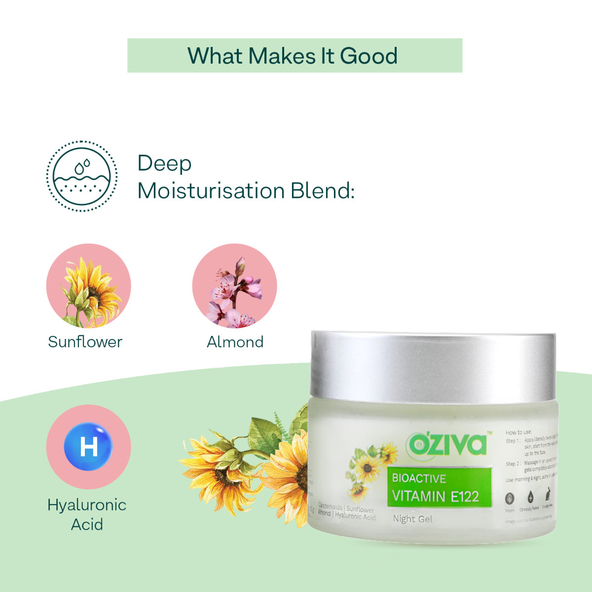 OZiva Bioactive Vitamin E122 Night Gel, 50 gm, Pack of 1 OZiva Bioactive Vitamin E122 Night Gel, 50 gm, Pack of 1