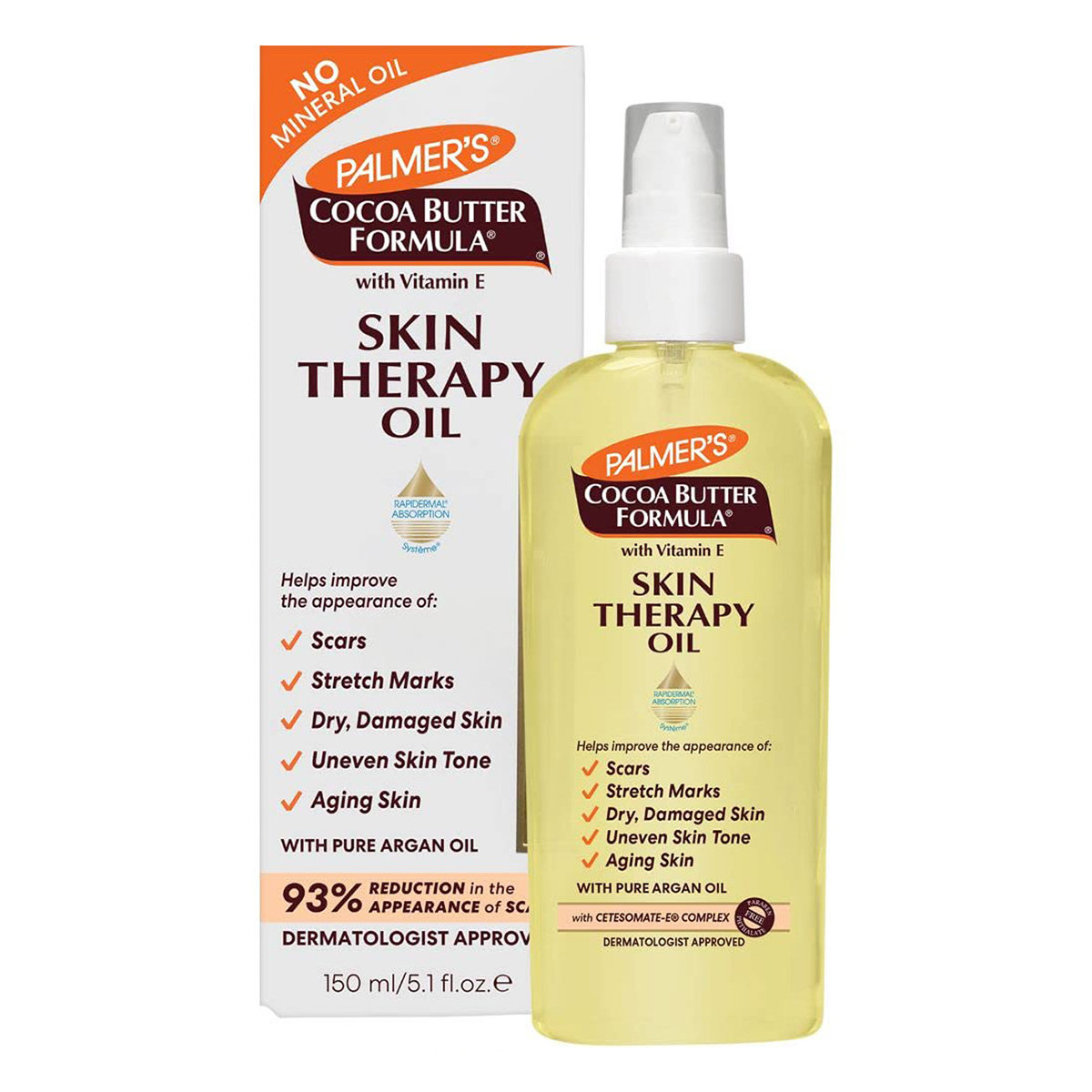 Palmers Cocoa Butter Formula Skin Therapy Oil 150 ml | Cocoa Butter, Vitamin E & Pure Argan Oil | Reduces Scars, Stretch Marks | Evens Skin Tone | Deep Hydration | 48 Hrs Moisture, Pack of 1 Palmers Cocoa Butter Formula Skin Therapy Oil 150 ml | Cocoa Butter, Vitamin E & Pure Argan Oil | Reduces Scars, Stretch Marks | Evens Skin Tone | Deep Hydration | 48 Hrs Moisture, Pack of 1