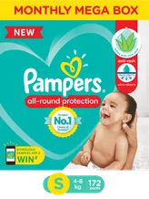 Pampers All Round Protection Diaper Pants Small, 172 Count, Pack of 1