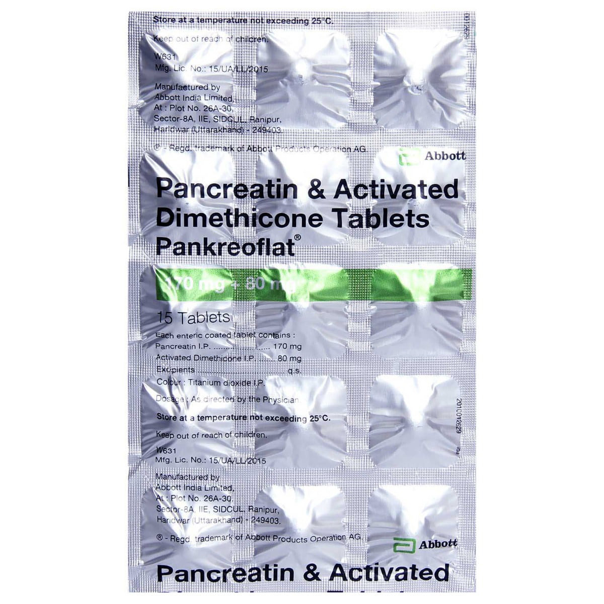 Pankreoflat 170 mg/80 mg Tablet 15's, Pack of 15 Pankreoflat 170 mg/80 mg Tablet 15's, Pack of 15
