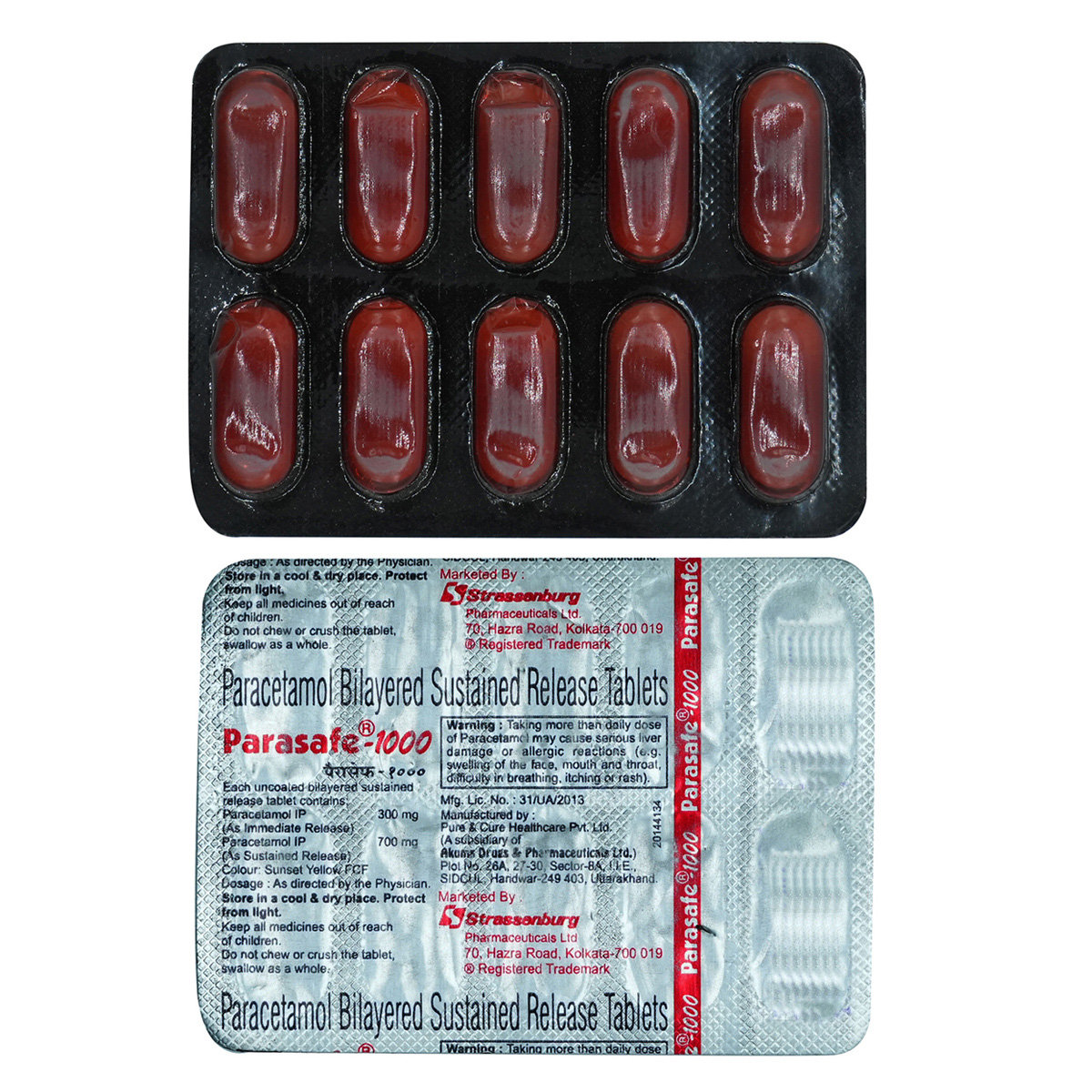 Parasafe 1000 Tablet 10's, Pack of 10 TABLETS Parasafe 1000 Tablet 10's, Pack of 10 TABLETS