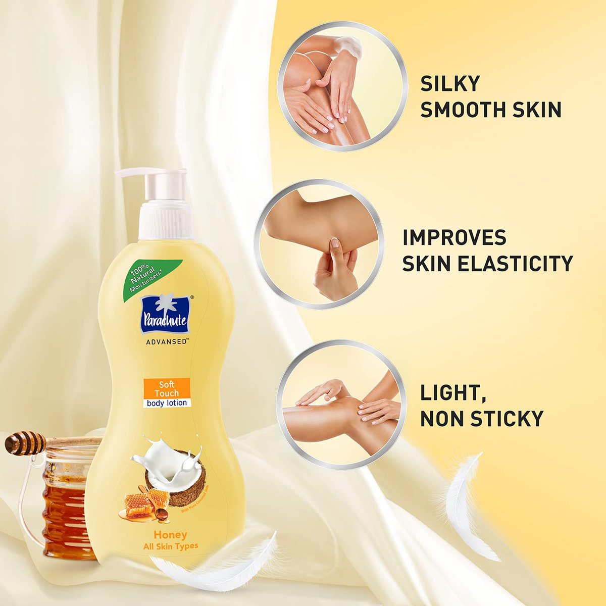 Parachute Advansed Soft Touch Body Lotion 400 ml | With Coconut Milk & Honey | Light Moisturization | Repairs Dryness | 100% Natural | For Dry Skin, Pack of 1 Parachute Advansed Soft Touch Body Lotion 400 ml | With Coconut Milk & Honey | Light Moisturization | Repairs Dryness | 100% Natural | For Dry Skin, Pack of 1