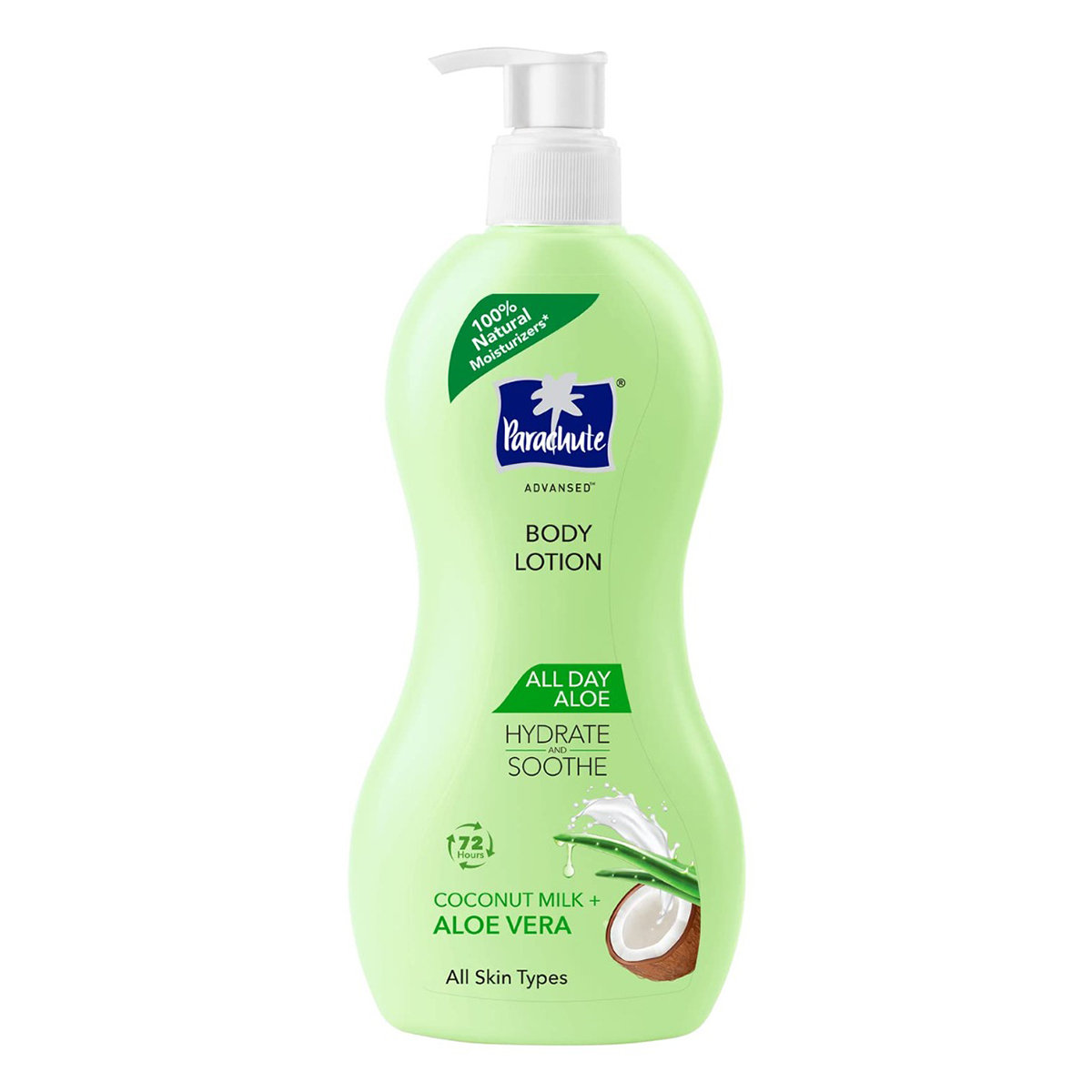 Parachute Advansed All Day Aloe Lotion 400 ml | Cocount Milk & Aloe Vera | Hydrates & Soothes Skin | 72 Hrs Of Moisturization | For All Skin Type, Pack of 1 Parachute Advansed All Day Aloe Lotion 400 ml | Cocount Milk & Aloe Vera | Hydrates & Soothes Skin | 72 Hrs Of Moisturization | For All Skin Type, Pack of 1