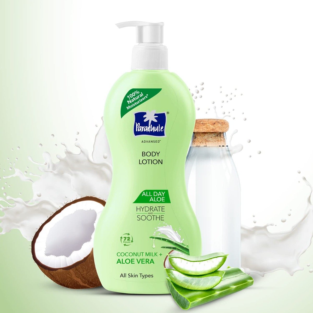 Parachute Advansed All Day Aloe Lotion 400 ml | Cocount Milk & Aloe Vera | Hydrates & Soothes Skin | 72 Hrs Of Moisturization | For All Skin Type, Pack of 1 Parachute Advansed All Day Aloe Lotion 400 ml | Cocount Milk & Aloe Vera | Hydrates & Soothes Skin | 72 Hrs Of Moisturization | For All Skin Type, Pack of 1