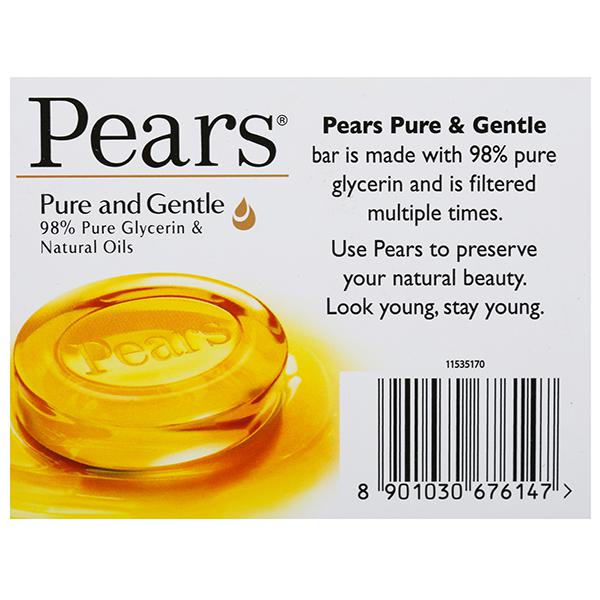 Pears Pure & Gentle Soap 375 gm | 98% Pure Glycerin & Natural Oils | For Glowing Skin | For Men & Women, Pack of 1 Pears Pure & Gentle Soap 375 gm | 98% Pure Glycerin & Natural Oils | For Glowing Skin | For Men & Women, Pack of 1