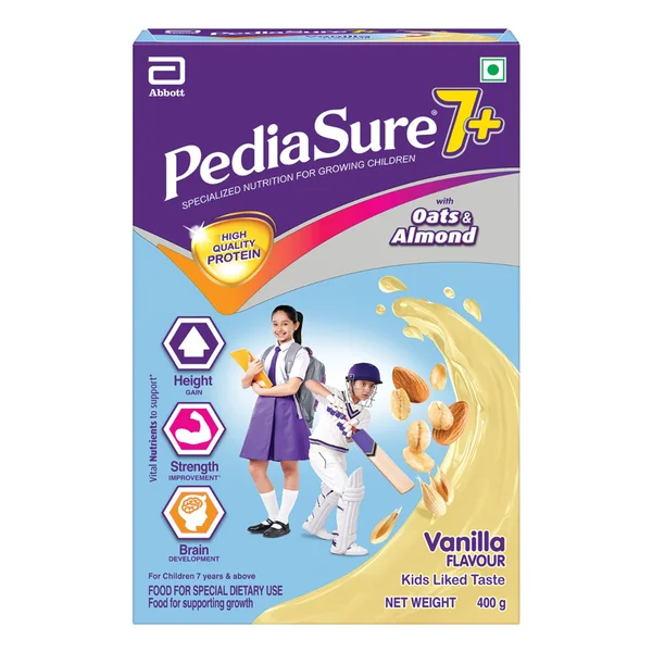 Pediasure 7+ Vanilla Flavour Specialized Nutrition Powder for Growing Children, 400 gm, Pack of 1