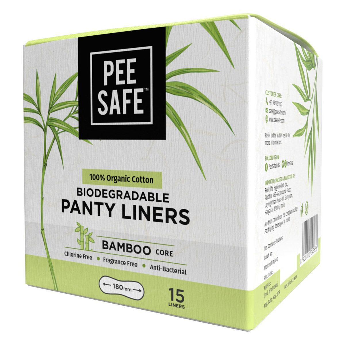 Pee Safe 100% Organic Cotton Biodegradable Panty Liners, 15 Count, Pack of 1 Pee Safe 100% Organic Cotton Biodegradable Panty Liners, 15 Count, Pack of 1