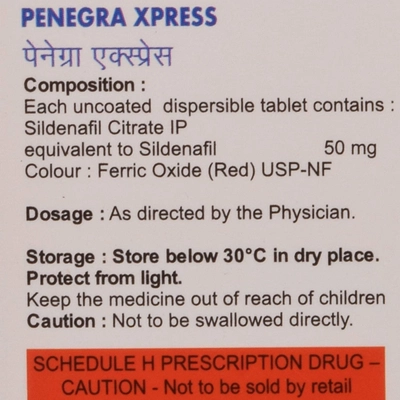 Penegra Xpress 100 mg Tablet 4's, Pack of 4 TabletS