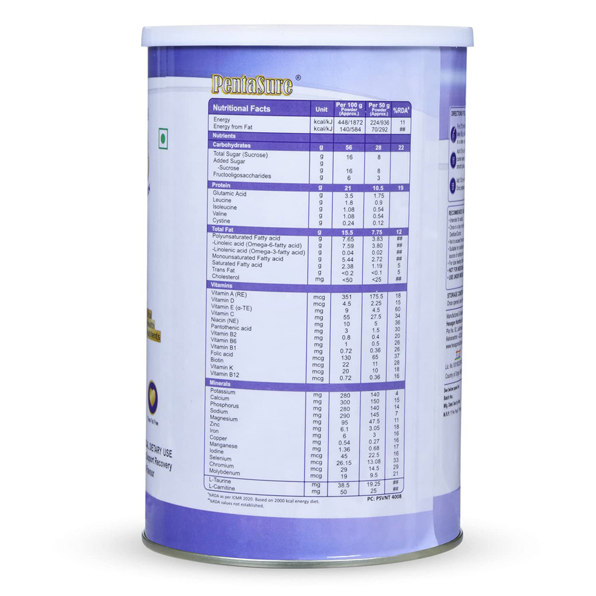 Pentasure Vanilla Flavour Nutritional Powder, 400 gm Tin, Pack of 1 Pentasure Vanilla Flavour Nutritional Powder, 400 gm Tin, Pack of 1