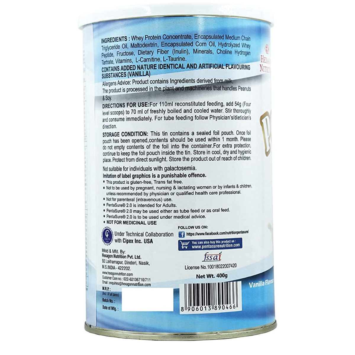 Pentasure 2.0 Vanilla Flavour High Protein Powder, 400 gm, Pack of 1 Pentasure 2.0 Vanilla Flavour High Protein Powder, 400 gm, Pack of 1