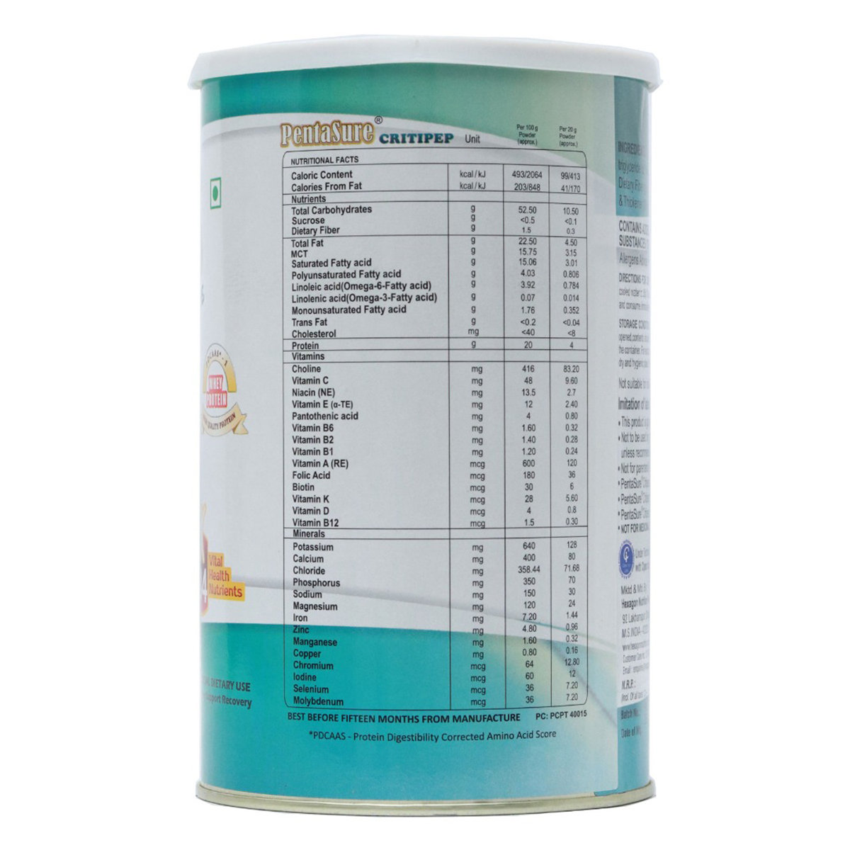 Pentasure Critipep Creamy Vanilla Flavour Powder, 400 gm Tin, Pack of 1 Pentasure Critipep Creamy Vanilla Flavour Powder, 400 gm Tin, Pack of 1