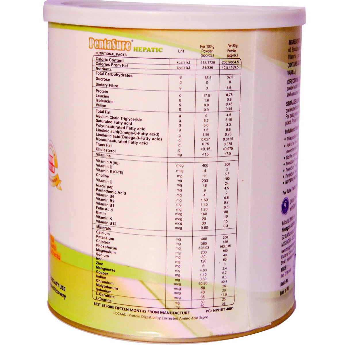 Pentasure Hepatic Creamy Vanilla Flavour Powder, 400 gm Tin, Pack of 1 Pentasure Hepatic Creamy Vanilla Flavour Powder, 400 gm Tin, Pack of 1