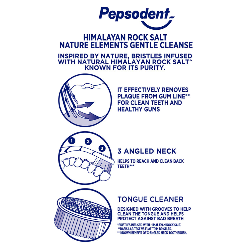 Pepsodent Gentle Cleanse with Himalayan Rock Salt Soft Toothbrush, 2 Count, Pack of 1 Pepsodent Gentle Cleanse with Himalayan Rock Salt Soft Toothbrush, 2 Count, Pack of 1