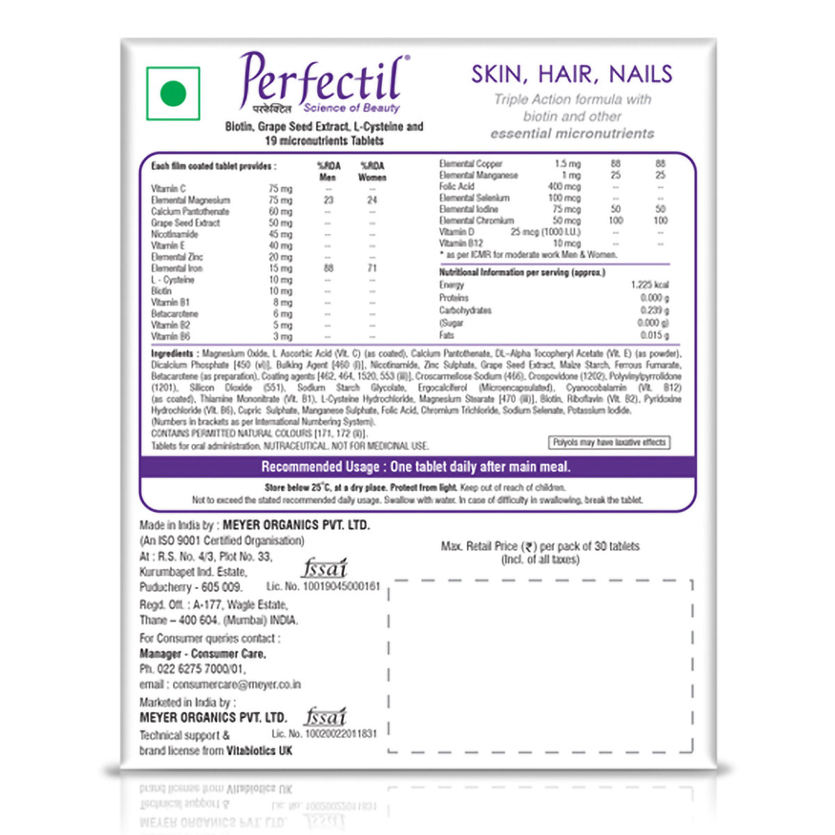 Perfectil, 30 Tablets, Pack of 1 Perfectil, 30 Tablets, Pack of 1