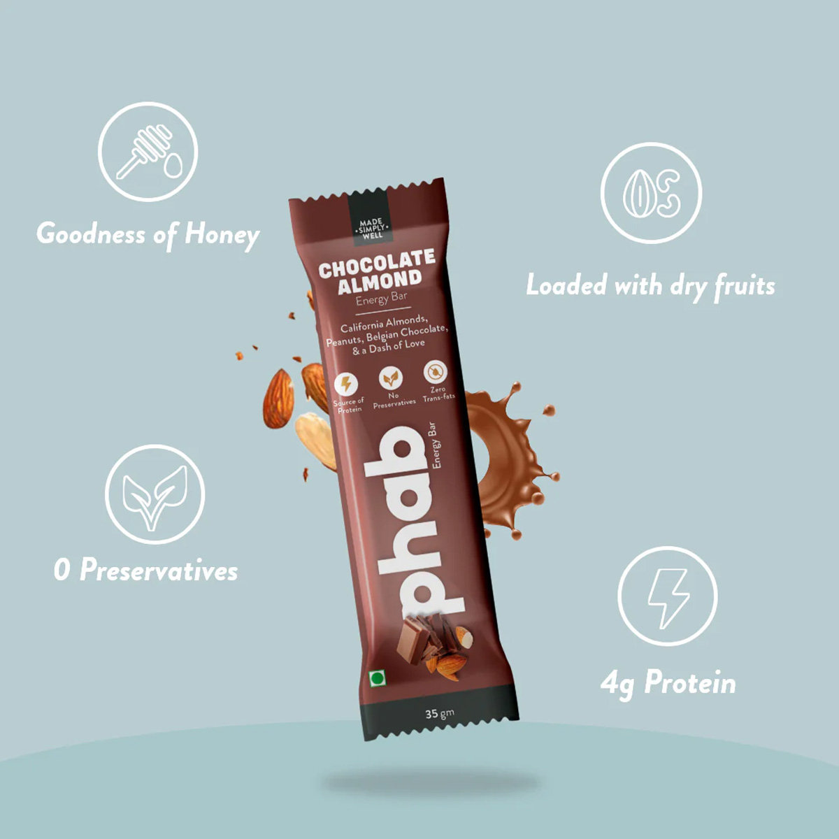 Phab Chocolate Almond Energy Bar, 35 gm, Pack of 1 Phab Chocolate Almond Energy Bar, 35 gm, Pack of 1