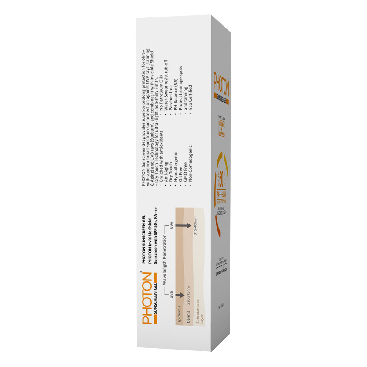 Photon SPF 50 UVB PA+++UVA Sunscreen Gel 50 ml, Pack of 1 Photon SPF 50 UVB PA+++UVA Sunscreen Gel 50 ml, Pack of 1