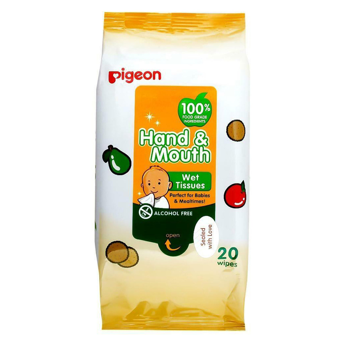 Pigeon Hand & Mouth Wipes, 20 Count, Pack of 1 Pigeon Hand & Mouth Wipes, 20 Count, Pack of 1