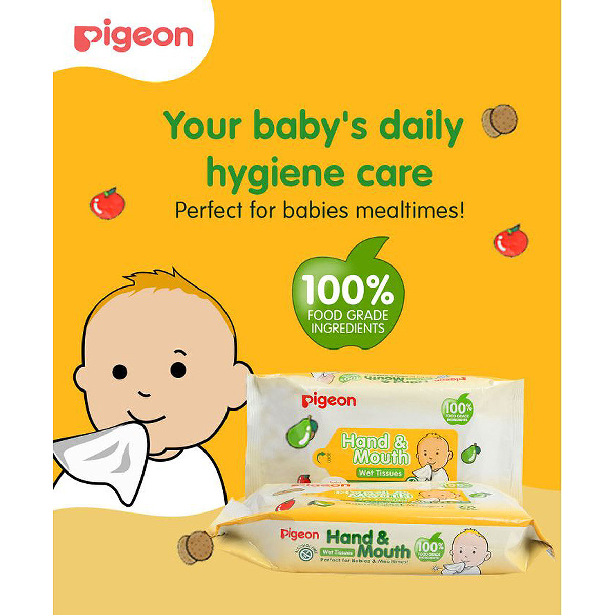Pigeon Baby Hand & Mouth Wipes, 40 Count (2x20), Pack of 1 Pigeon Baby Hand & Mouth Wipes, 40 Count (2x20), Pack of 1