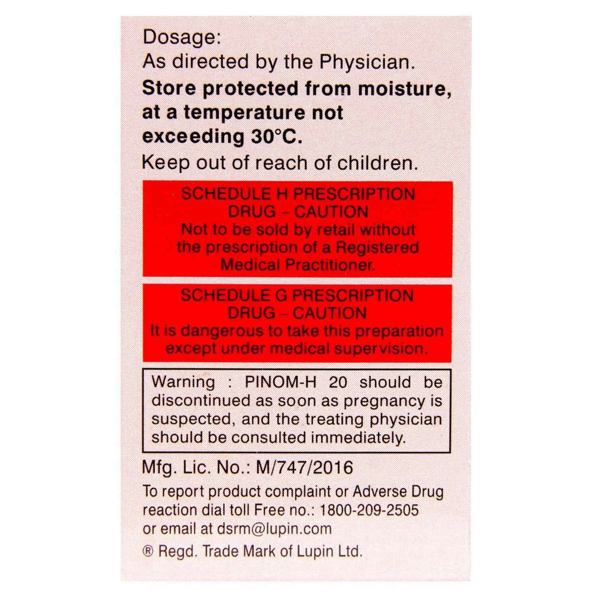 Pinom-H 20 Tablet 15's, Pack of 15 TabletS Pinom-H 20 Tablet 15's, Pack of 15 TabletS