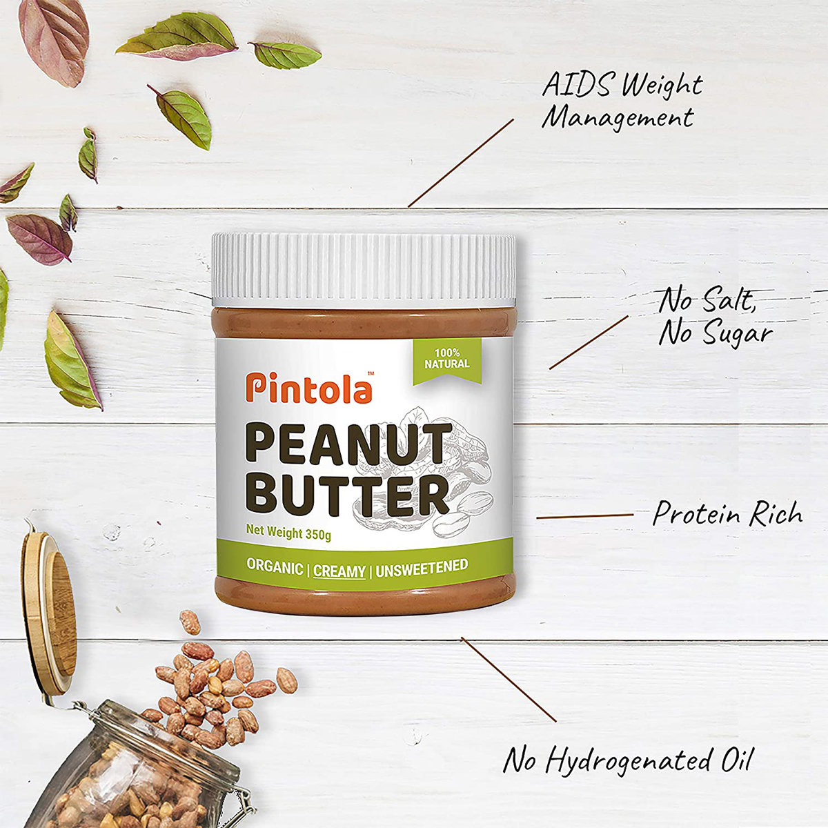 Pintola All Natural Crunchy Peanut Butter, 1 kg, Pack of 1 Pintola All Natural Crunchy Peanut Butter, 1 kg, Pack of 1