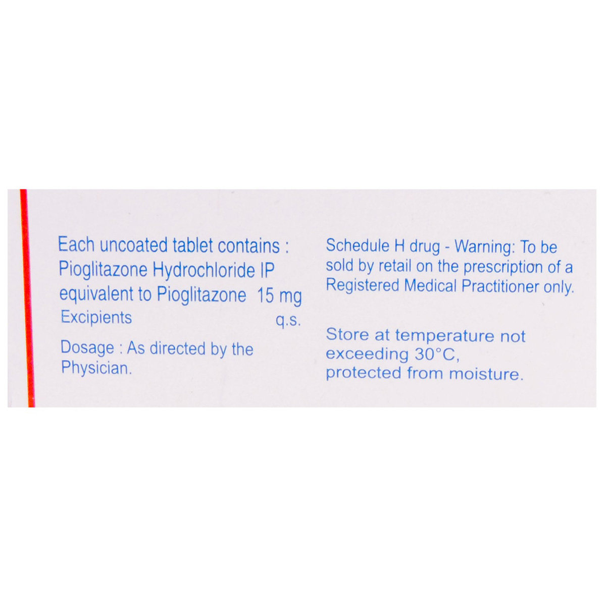 Pioglar-15 Tablet 10's, Pack of 10 TABLETS Pioglar-15 Tablet 10's, Pack of 10 TABLETS