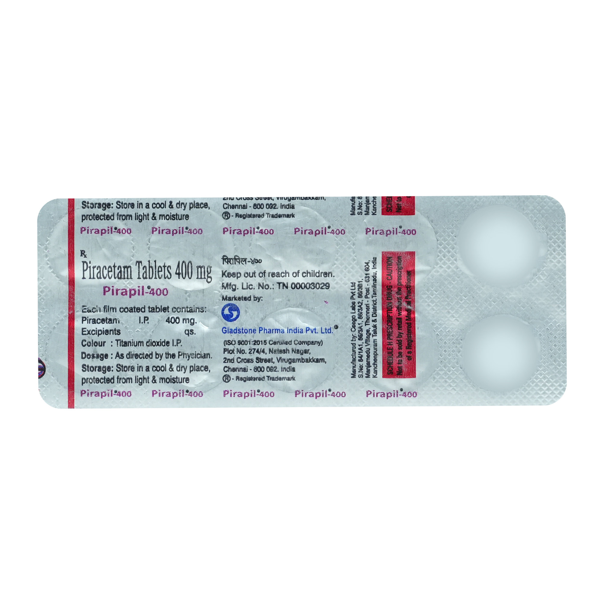 PIRAPIL 400MG TABLET, Pack of 10 TabletS PIRAPIL 400MG TABLET, Pack of 10 TabletS