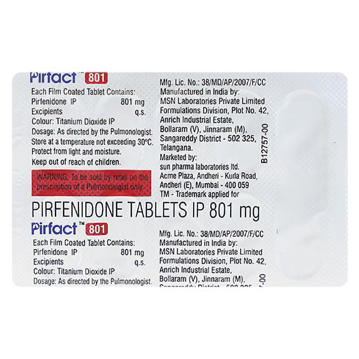 Buy Pirfact 801 Tablet 10's Online