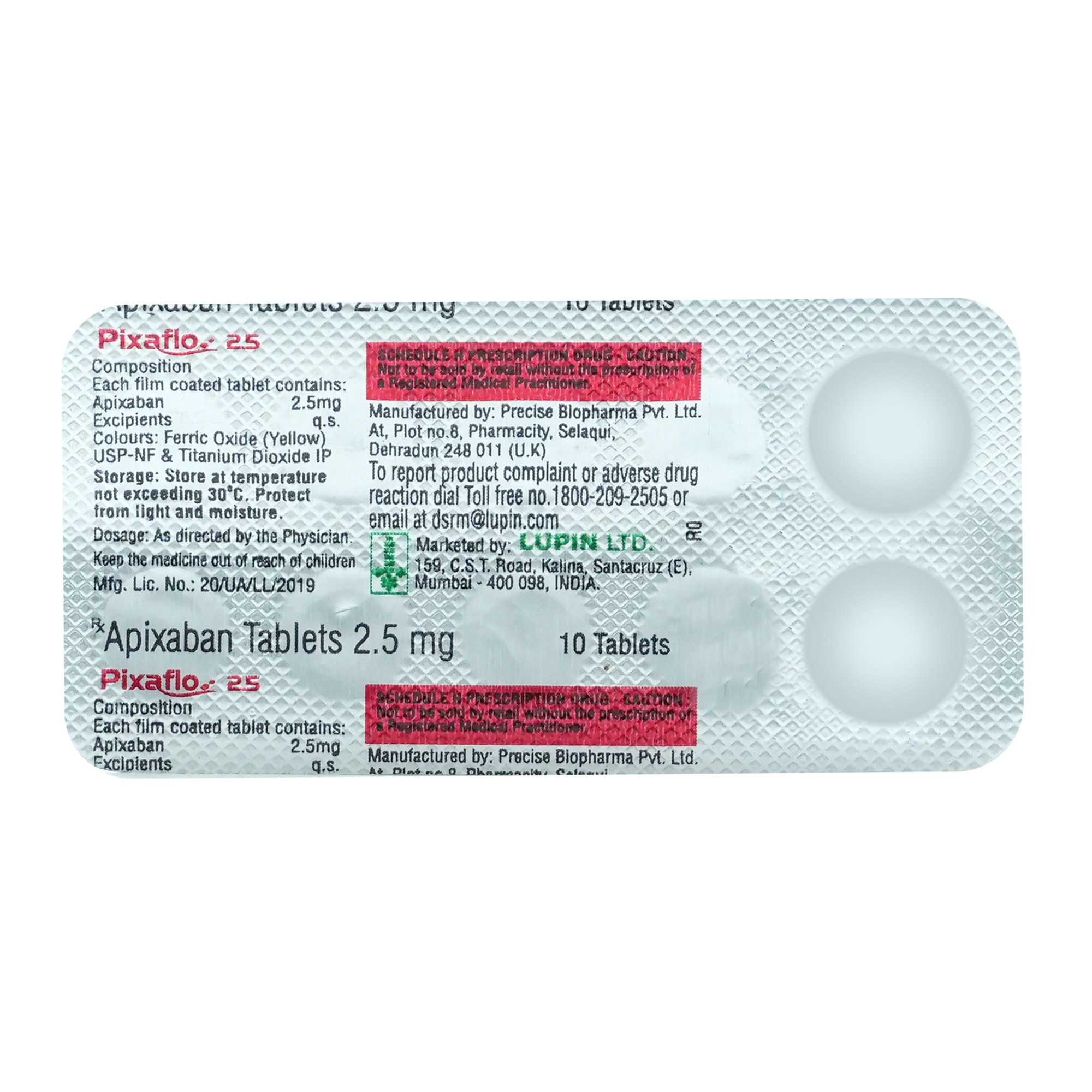 Pixaflo 2.5 Tablet 10's, Pack of 10 TabletS Pixaflo 2.5 Tablet 10's, Pack of 10 TabletS