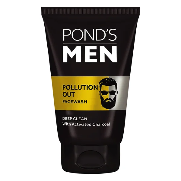 Pond's Men Pollution Out Face Wash 100 gm | With Activated Charcoal | Removes Pollutant &amp; Dirt | Deeply Cleanses Skin | For Men Only, Pack of 1