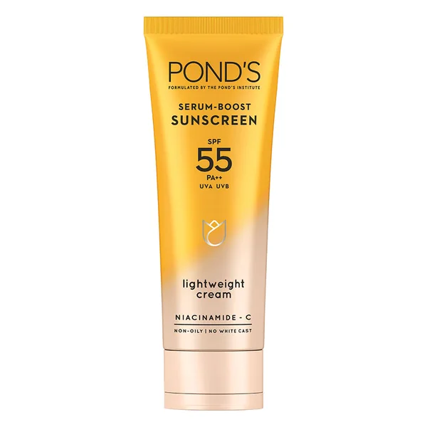 Pond's Serum Boost SPF 55 PA++ Lightweight Sunscreen cream, 50 gm, Pack of 1