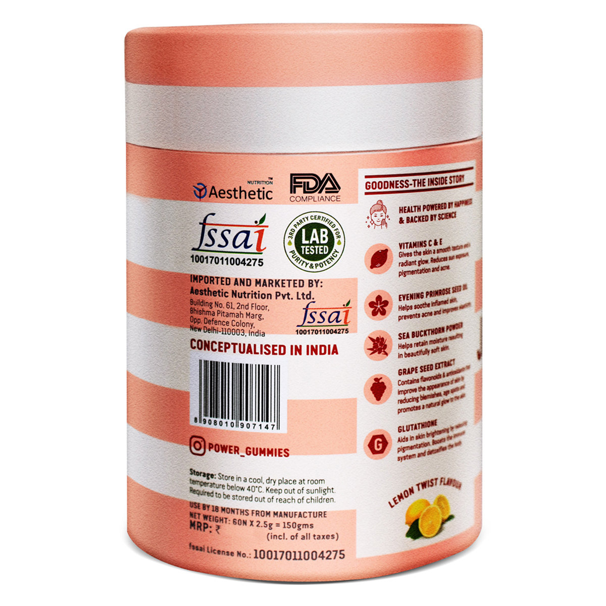 Power Gummies Jaw Dropping Skincare Gummies with Vitamin C Lemon Twist Flavour, 60 Count, Pack of 1 Power Gummies Jaw Dropping Skincare Gummies with Vitamin C Lemon Twist Flavour, 60 Count, Pack of 1