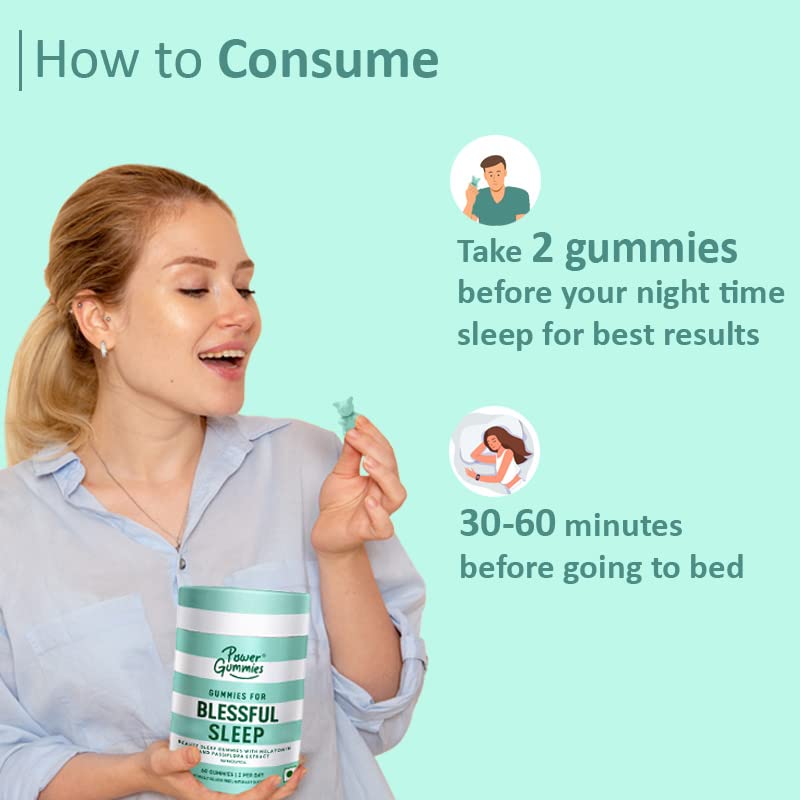 Power Gummies Blessful Sleep Passion Fruit Flavour Gummies, 60 Count, Pack of 1 Power Gummies Blessful Sleep Passion Fruit Flavour Gummies, 60 Count, Pack of 1