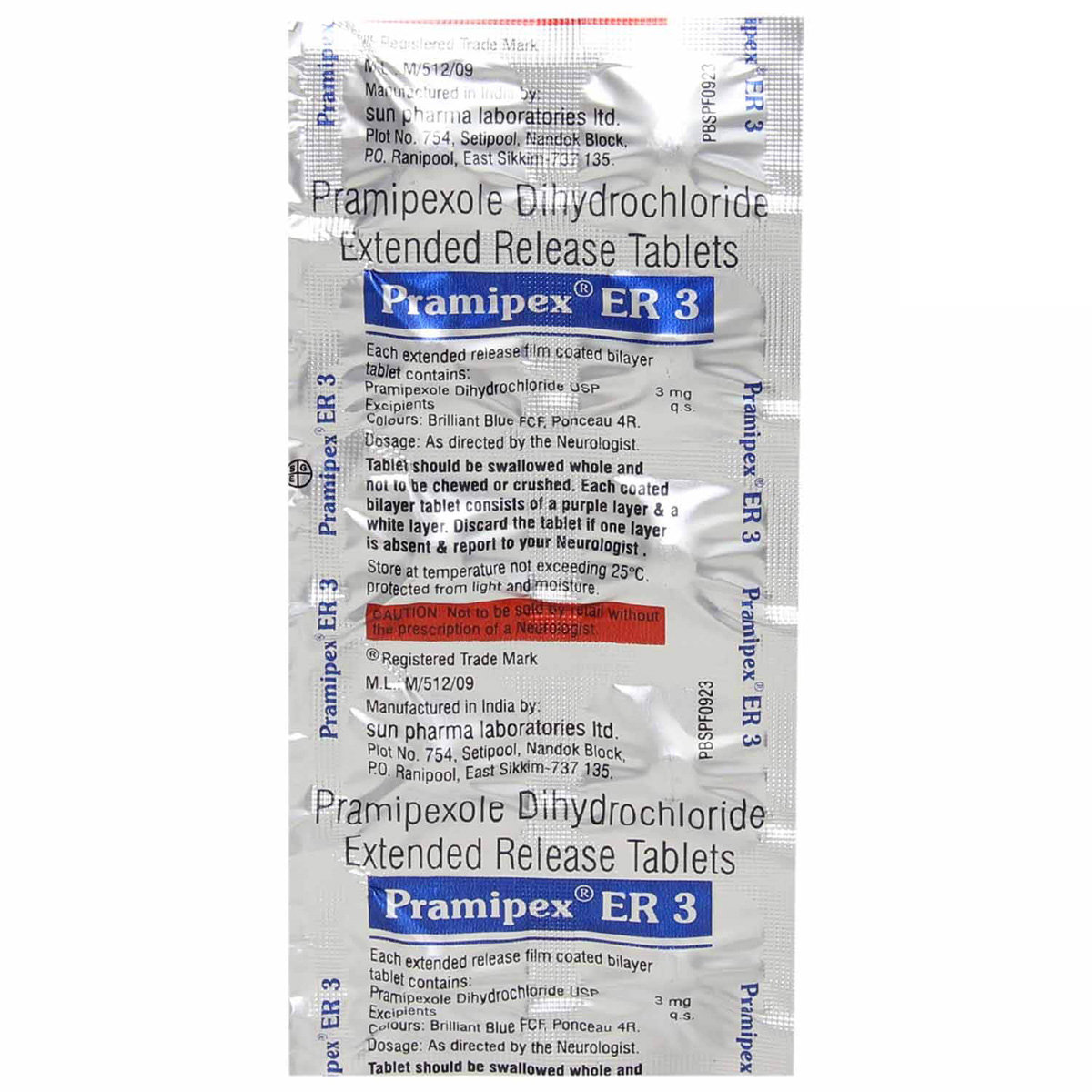 Pramipex ER 3 Tablet 10's, Pack of 10 TabletS Pramipex ER 3 Tablet 10's, Pack of 10 TabletS