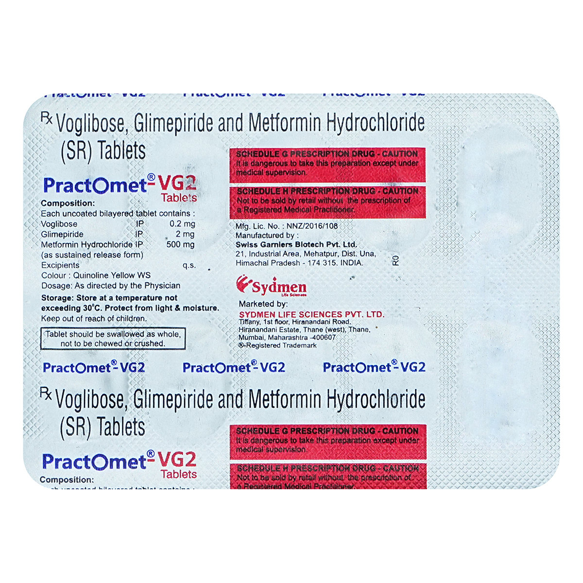 Practomet-VG2 Tablet 10's, Pack of 10 TabletS Practomet-VG2 Tablet 10's, Pack of 10 TabletS