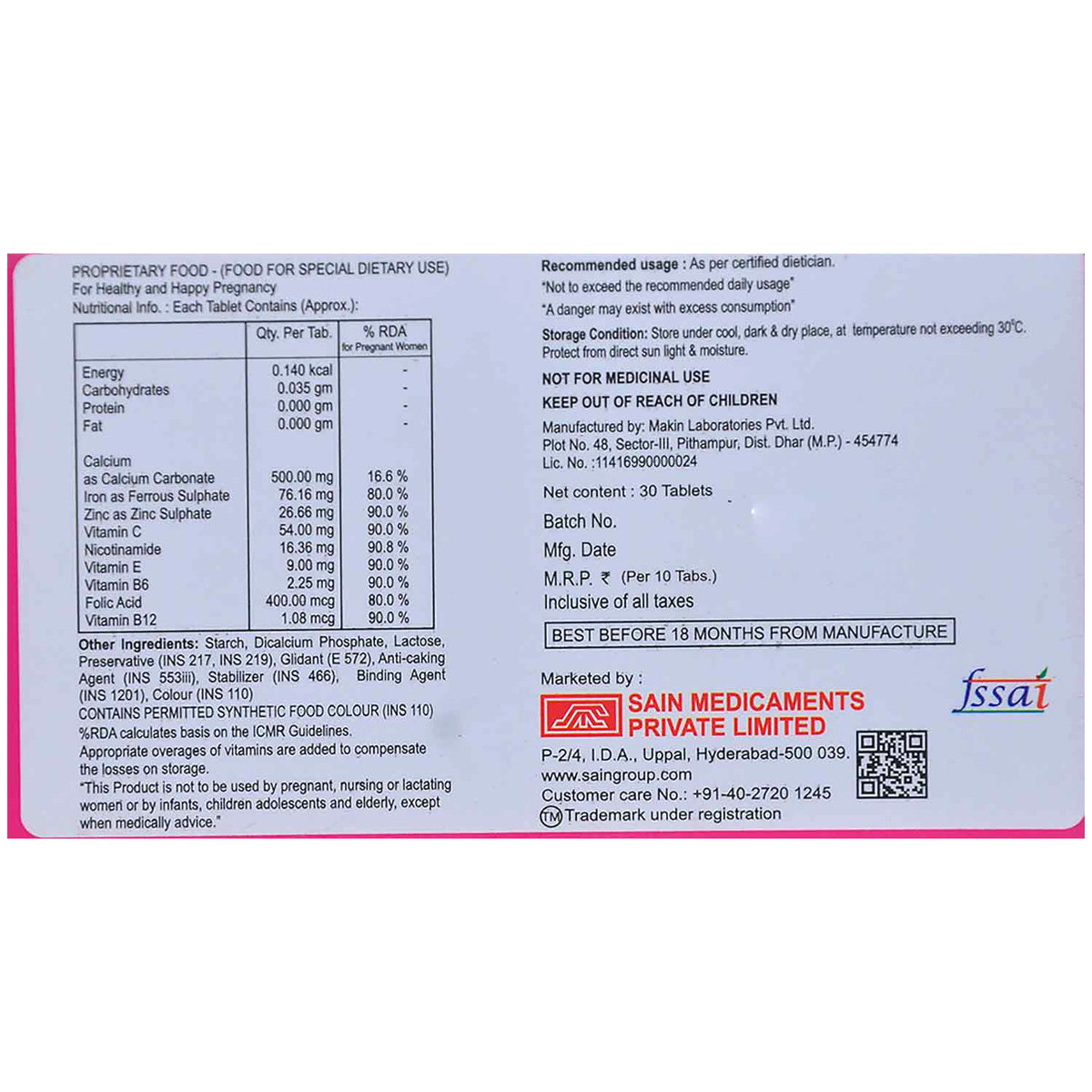 Prenatal Tablet 10's, Pack of 10 Prenatal Tablet 10's, Pack of 10