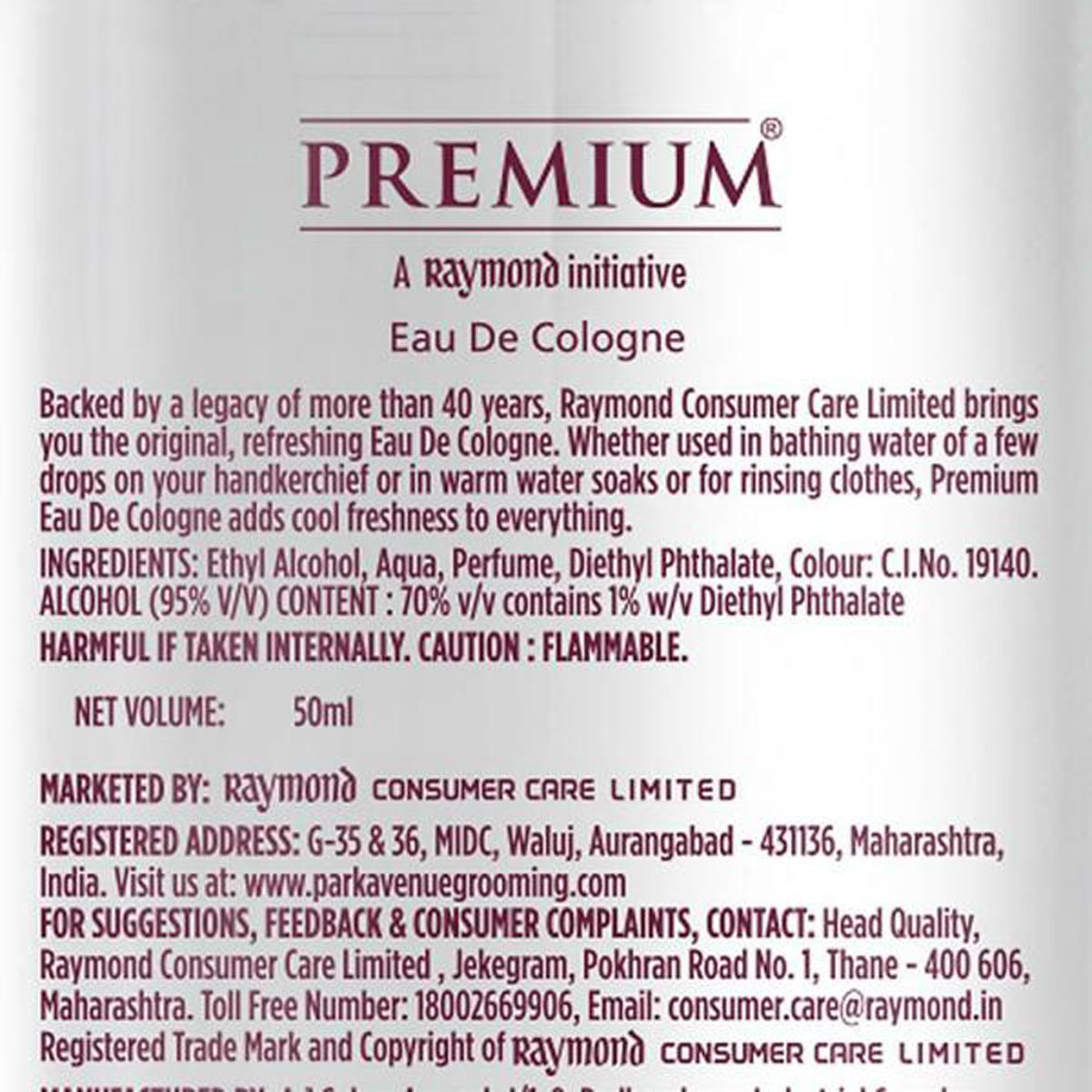 Premium Eau De Cologne, 50 ml, Pack of 1 Premium Eau De Cologne, 50 ml, Pack of 1