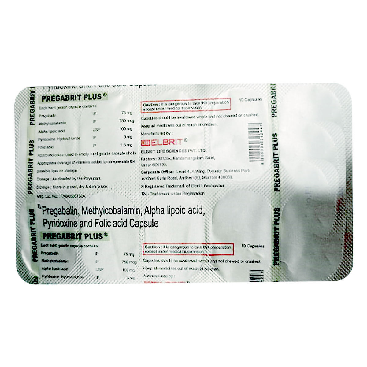 Buy Pregabrit Plus Capsule 10's Online