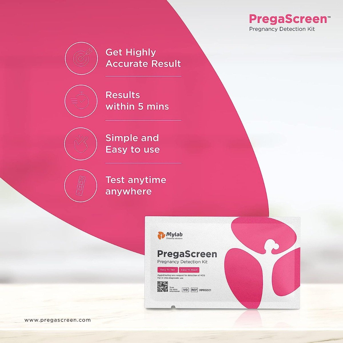 Mylab Pregascreen Pregnancy Detection Kit,1 Count, Pack of 1 Mylab Pregascreen Pregnancy Detection Kit,1 Count, Pack of 1