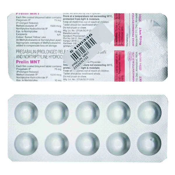 Prelin MNT 75 mg/1500 mcg/10 mg Tablet 10's, Pack of 10 TabletS