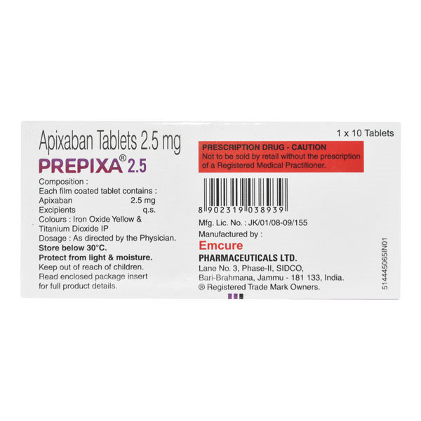 Prepixa 2.5 Tablet 10's, Pack of 10 TABLETS Prepixa 2.5 Tablet 10's, Pack of 10 TABLETS