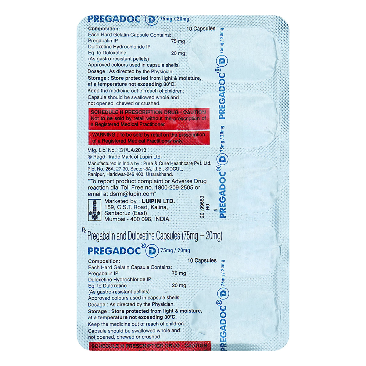 Pregadoc D 75/20Mg Capsule 10's, Pack of 10 Pregadoc D 75/20Mg Capsule 10's, Pack of 10