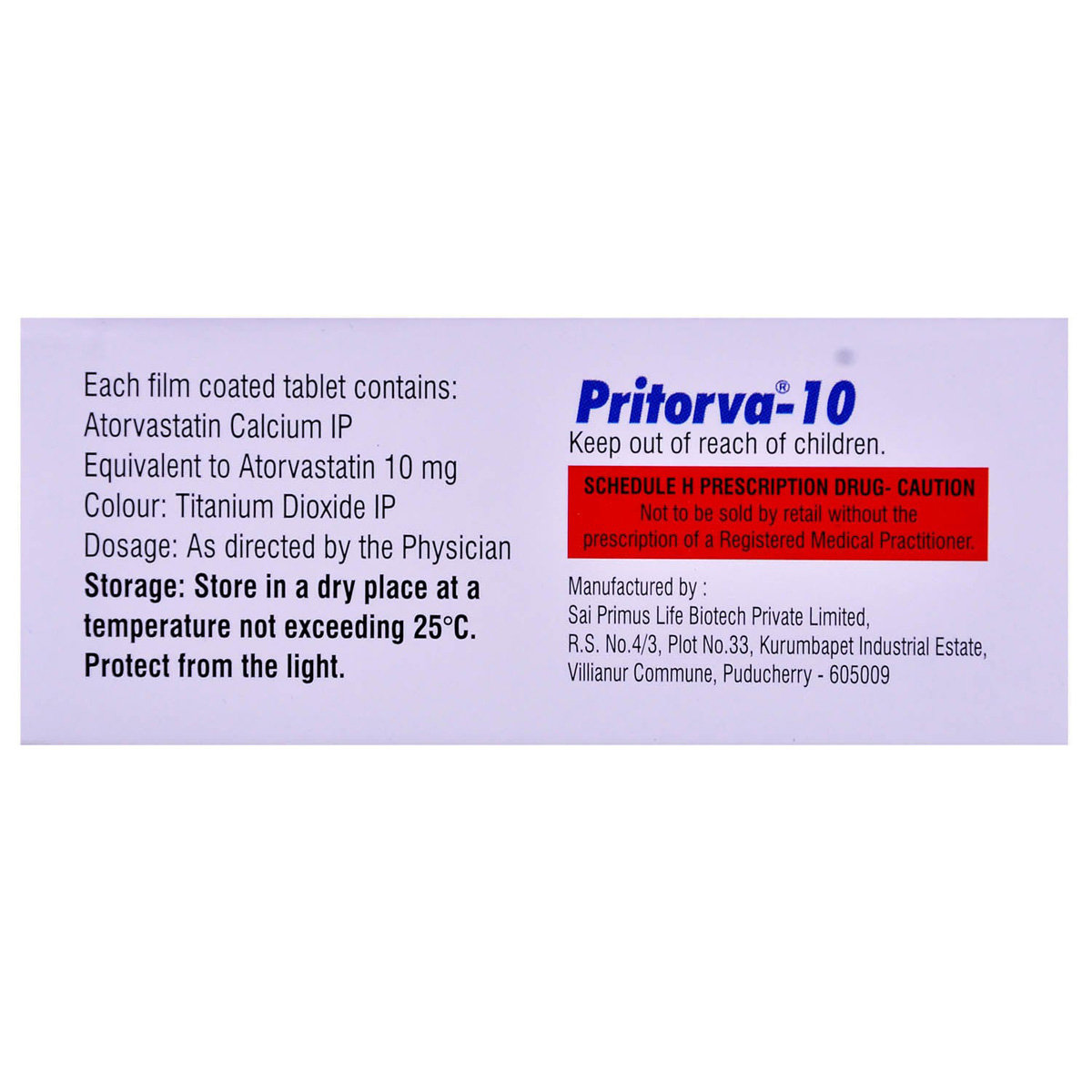 Pritorva-10 Tablet 10's, Pack of 10 TABLETS Pritorva-10 Tablet 10's, Pack of 10 TABLETS